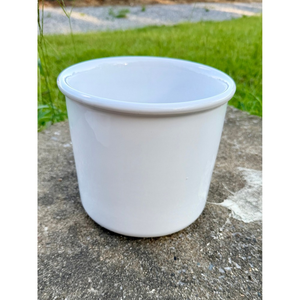 La Ceramica VBC Italy White Stoneware Crock Utensil Holder Wine Chiller 6.5in